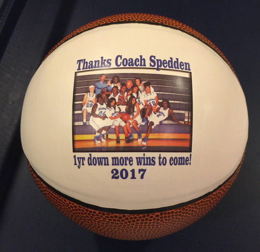 Personalized Regulation Size Large Single Panel Basketballs for Basketball Coach's Gifts, Senior Gifts, Team Awards, and Basketball Gifts