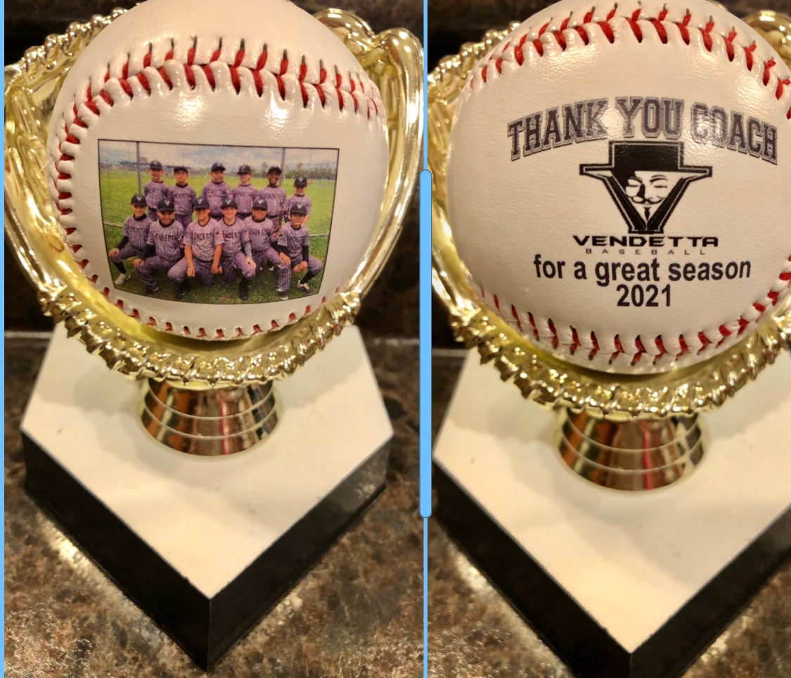 Custom Made Personalized 2 Sided Print Baseballs for Coaches' Gifts, Baseball Gifts, Senior Gifts, Sponsor Gifts and Team Awards. Print on the Front and Back