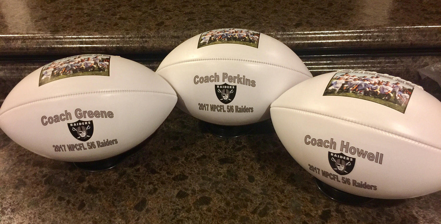 Personalized Double Panel Mid Size Footballs for Football Coach's Gift, Senior Gifts, Football Gift, Team Awards, Sponsors, Weddings