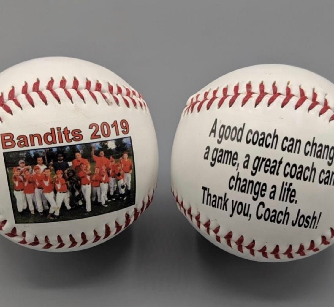 Personalized 2 Sided Print Custom Baseballs for Coaches' Gifts, Baseball Gifts, Senior Gifts, Sponsor Gifts and Team Awards. Print on the Front and Back