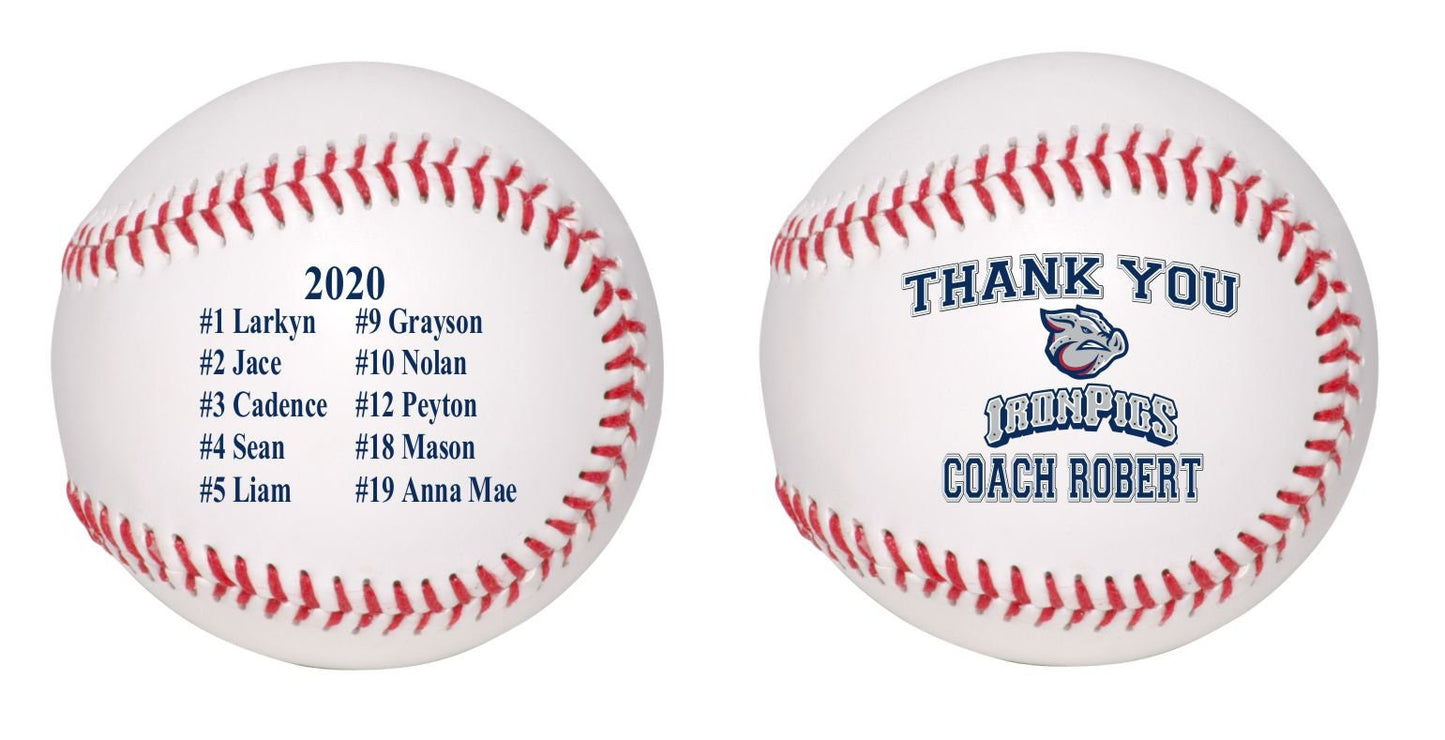 Personalized 2 Sided Print Custom Baseballs for Coaches' Gifts, Baseball Gifts, Senior Gifts, Sponsor Gifts and Team Awards. Print on the Front and Back